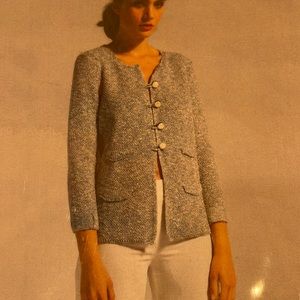 Bariloche Tinta Noruega Blue Lurex 3 Button Cardigan (009)